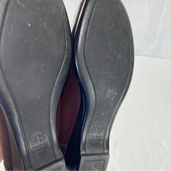 SAS Womens 7.5S Tripad Comfort Burgundy Leather Slip On Wedge Loafers - Picture 7 of 7